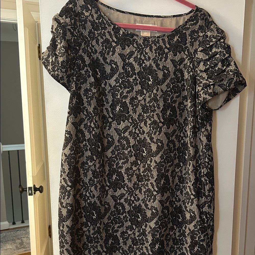 Elegant Black and nude Lace print Dress